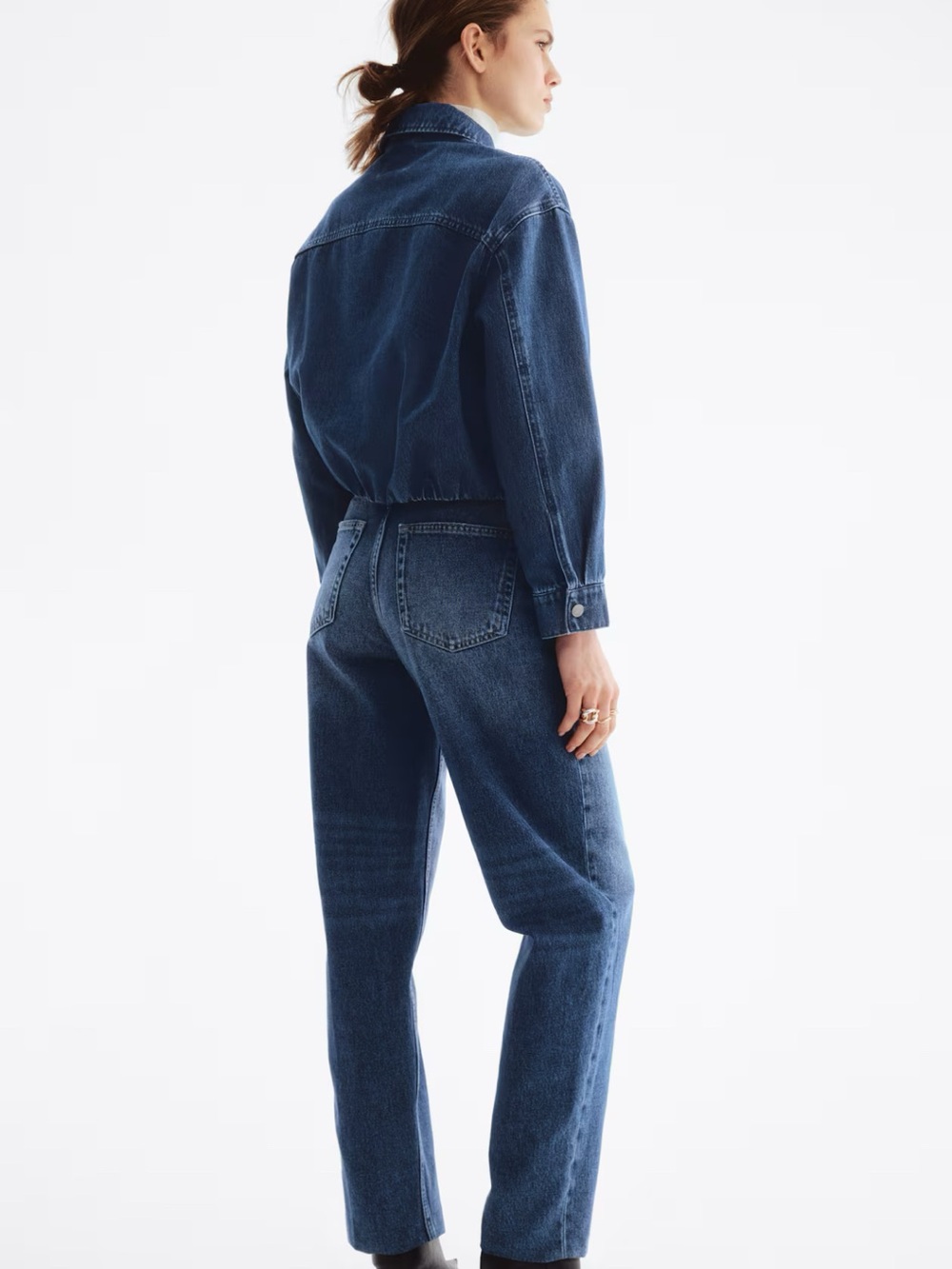 H&M Dark Blue Denim Zip Jacket - Women's - Picture 4 of 6